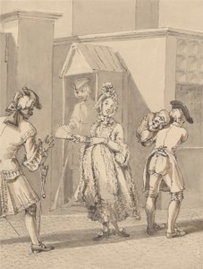 Hogarth bærer sin herres syge barn rundt om Leicester Fields. The Spot of Ground Leicester House. af John Thomas Smith