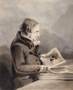 J.M.W. Turner In The British Museum (brunt og gråt blæk vaskes over blyant på hvidt papir)