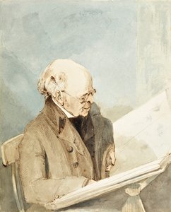 Taylor, Haymans elev, i Print Room of the British Museum, ca. 1820 (wc, pen og blæk på papir)