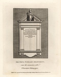 Sir Paul Pindars monument nær nadverbordet i St. Botolphs, Bishopsgate af John Thomas Smith
