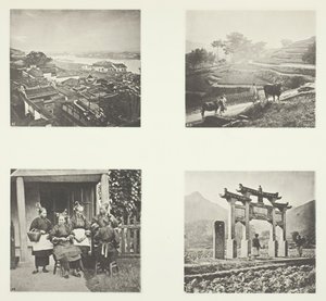 Del af Foochow Foreign Settlement, Terracing Hills, Foochow Field Women, A Memorial Arch, ca. 1868. af John Thomson