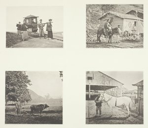 Sedanen, en militærofficer, ploven, en nordkinesisk pony, ca. 1868. af John Thomson