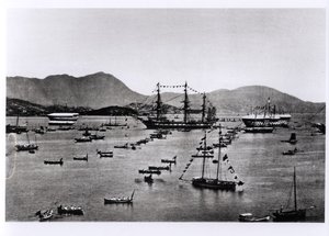 Udsigt over havnen, Hong Kong, fra 