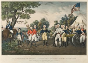 Overgivelse af general Burgoyne i Saratoga, N.Y., 17. oktober 1777, pub. 1852 af John Trumbull