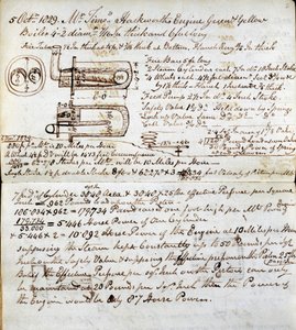 Detaljer om Sans Pareil fra Rastricks notesbog, Rainhill Trials, 1829 af John Urpeth Rastrick