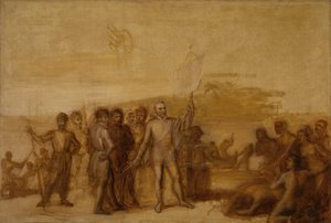 Landingen af Columbus, ca. 1840.