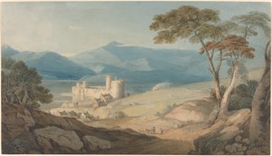 Harlech Castle og Snowdon af John Varley