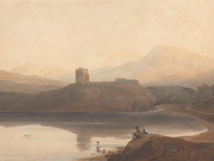 Llanberis-søen med Dolbadern Slot af John Varley