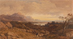 Romantisk landskab med fjerne bjerge af John Varley