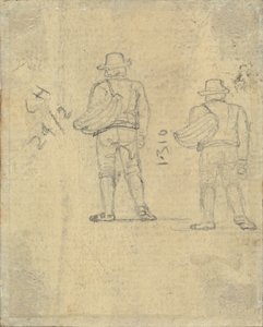 To studier af en figur, der holder en kurv [verso] af John Varley