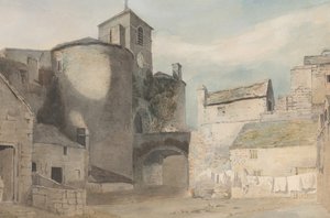 Befæstet indgang til en walisisk bys østport i Caernarvon, ca. 1802.