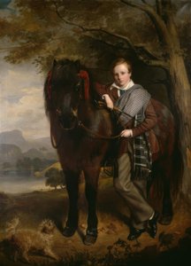 J.W. Gordon, Portræt af en dreng med en pony / maleri, 1849