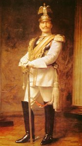 Kejser Wilhelm II, kejser af Tyskland (farve litografi)