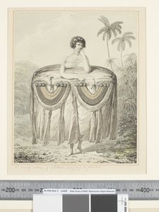 F.12 En ung kvinde fra Otaheite bringer en gave, ca. 1773-84 (akvarel) af John Webber