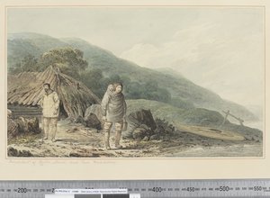 F.33 Inhabitants of Norton Sound and their Habitations, c.1773-84 (akvarel) af John Webber
