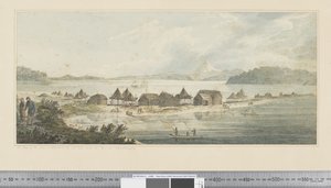F.41 Udsigt over byen og havnen i St. Peter og St. Paul i Kamtschatka, ca. 1783-84 (akvarel) af John Webber