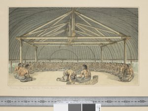 F.7 Poulaho, konge af de venlige øer, drikker Kava, ca. 1773-84 (akvarel) af John Webber