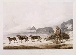 Narta, eller slæde til byrder i Kamtschatka, fra "Views in the South Seas", pub. 1789 af John Webber