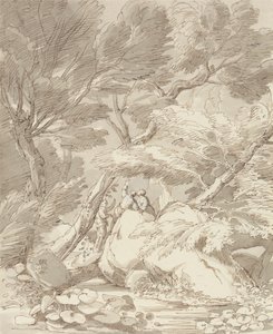 Figurer på en Rocky River Bank i Canonteign, Devon af John White Abbott