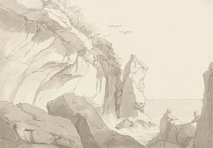 The Warren Near Exmouth, Devon: Figures on Rocks at the Sea