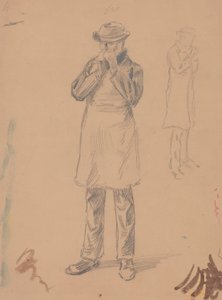 Karikatur af ham selv og af E. A. Abbey (recto); To studier af en stående mand (verso) af John White Alexander