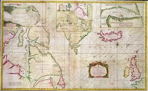 Kort over havene og stræderne, der viser muligheden for en nordvestpassage mellem Hudson Bay og Sydhavet af John Wigate