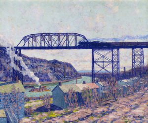On the Rondout (olie på lærred) af John William Bentley