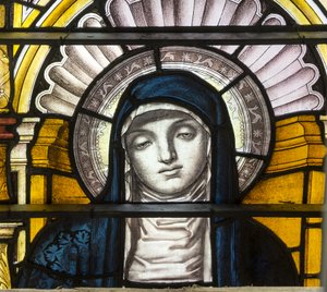 Oxford, Trinity College, James Powell & Sons, John William Brown (1842-1928), The Blessed Virgin Mary, 1885 af John William Brown