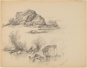 Klipper langs en søbredde [recto] af John William Casilear