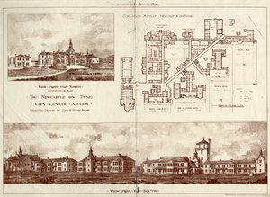 The Newcastle upon Tyne Lunatic Asylum, Coxlodge, ca. 1829 (photolitho) af John William Dyson