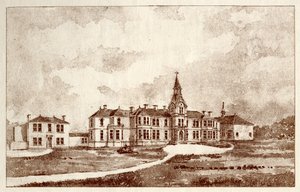 The Newcastle upon Tyne Lunatic Asylum, Coxlodge, ca. 1829 (photolitho) af John William Dyson