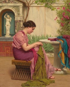 A Stitch is Free, or A Stitch in Time, 1917 af John William Godward