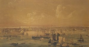 New York fra East River, 1852 (vask, gouache og grafit)