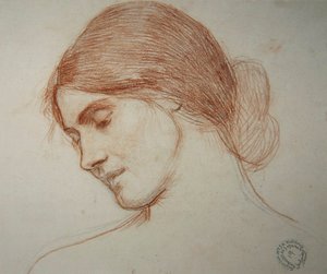 Hovedet af en ung pige, til venstre af John William Waterhouse