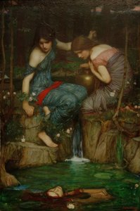 Nymfer, der finder hovedet af Orpheus af John William Waterhouse