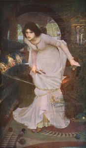 The Lady of Shalott ser på Lancelot, 1894, c1930. af John William Waterhouse