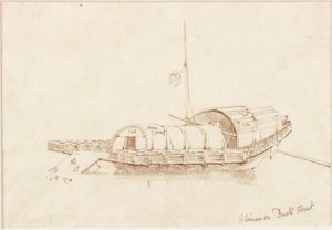 Kinesisk andebåd (blæk (spiral) på papir (på papir)) af John Wilson Carmichael