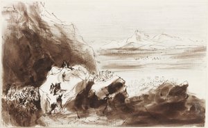 Hannibal First Sees Italy (pen og blæk og blyant på papir (grå)) af John Wilson Carmichael