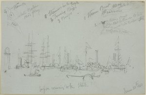 Havnescene (blyant på papir (grå)) af John Wilson Carmichael