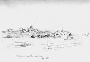 Hexham fra Rail Road, 1835 af John Wilson Carmichael