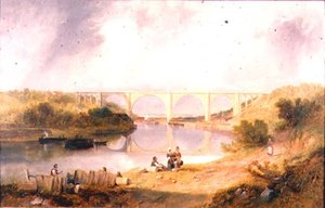Victoria Bridge over floden Wear af John Wilson Carmichael