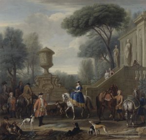 Forberedelse til jagten, ca. 1740-50 (olie på lærred) af John Wootton