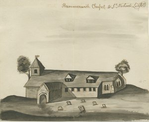 Hammerwich Church: sepia tegning, nd [c 1780]