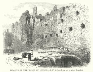 Rester af Londons mure (gravering) af John Wykeham Archer