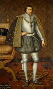 James VI og I af England og Irland - Portræt af kong James I af England (1566-1625) af De Critz (Decritz), John, the Elder (1551/2-1642), ca. 1605 - Olie på lærred
