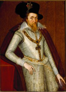 Portræt af James I af England og VI af Skotland, Knights of the Order of the Garter, ca. 1610 (maleri)
