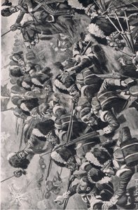 Slaget ved Alma, 20. september 1854: Fremrykningen af den 93. højlander, illustration fra britiske slag på land og hav, 1915