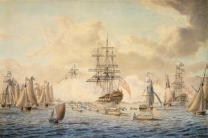 George III gennemgår flåden ved Spithead, 22. juni 1773, viser HMS 