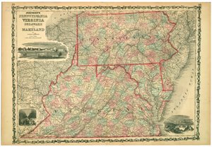 University of Virginia, Dismal Swamp og City of Baltimore. Tallerken 29-30. Relief vist ved hachures. af Johnson and Browning
