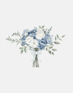 Blid blå blomsterbuket